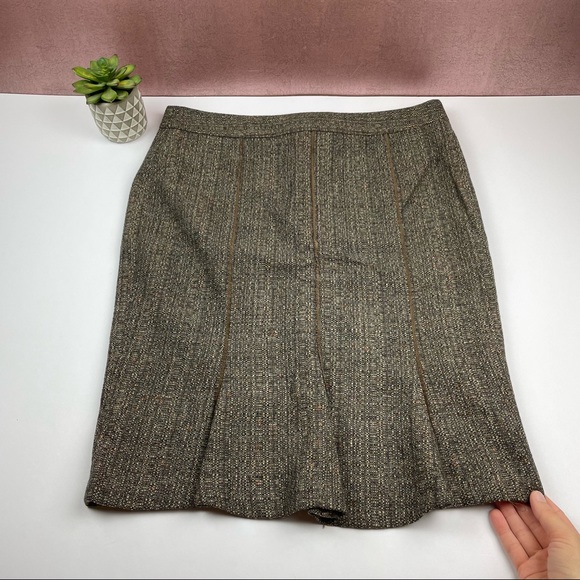 Ted Baker London Brown Tweed Wool Silk Pencil Skirt Women Size Medium - Picture 6 of 8